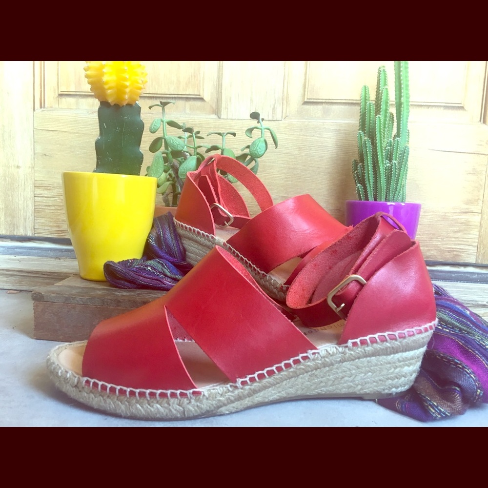 Eric Michael Red Sandal Wedges